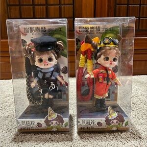 Luolifen Lot of 2 Police Officer & Fire Fighter Doll Phone Pendents In Box